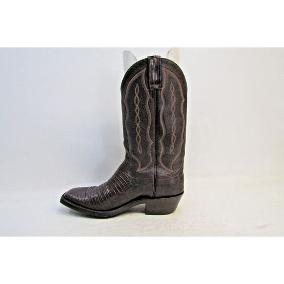 Custom Made Mens Size 10 B Narrow Width Brown Leather Teju Lizard Cowboy Boots main image 10